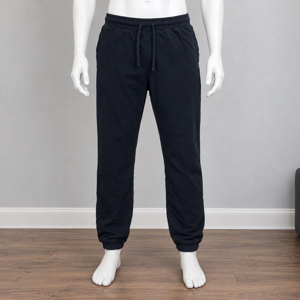 Eddie Bauer Mens M Sherpa Lined Jogger Sweatpants Black Fleece Drawstring Warm